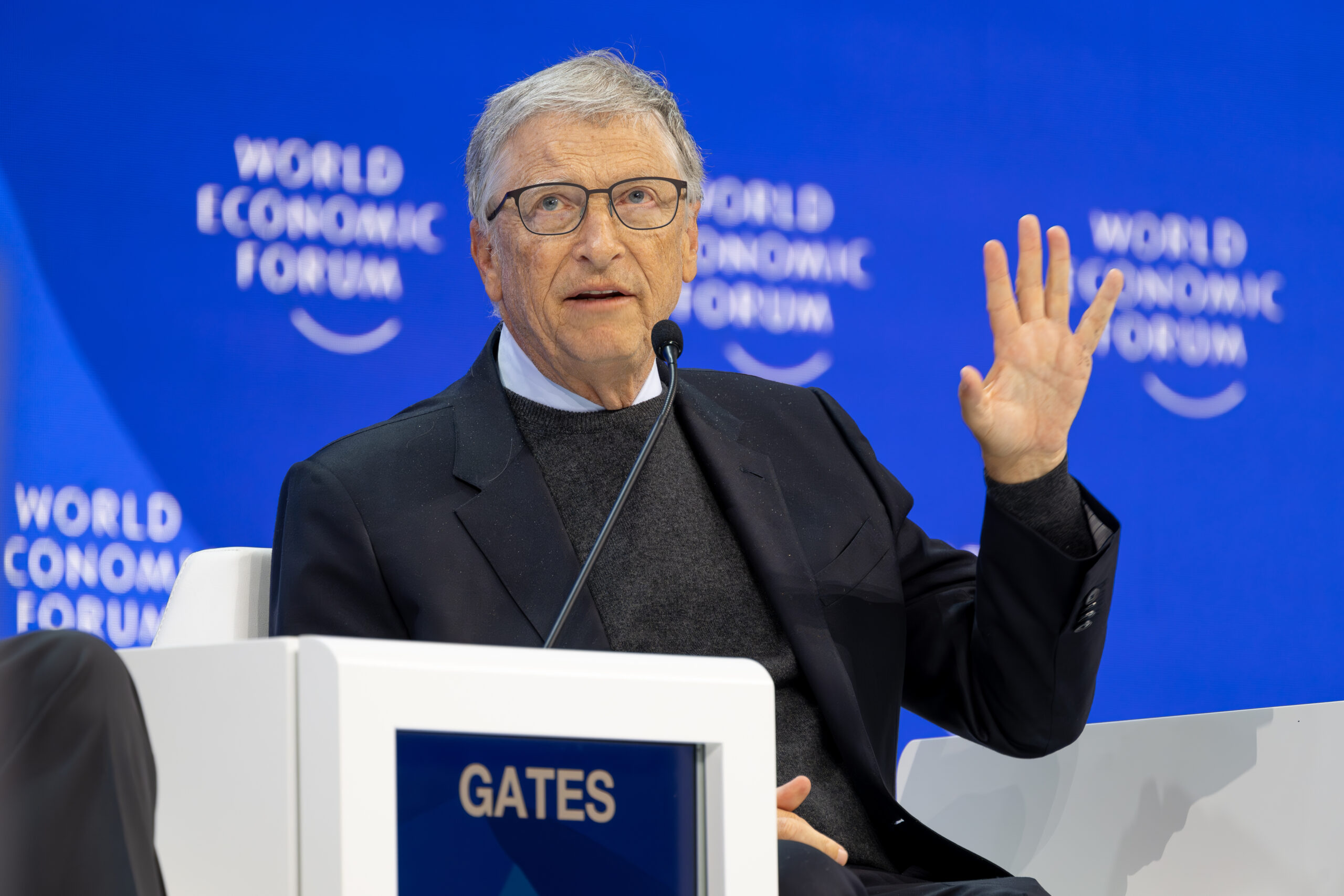 William H. Gates, Co-Chair, Bill & Melinda Gates Foundation, USA, speaking in the Addressing the North-South Schism session at the World Economic Forum Annual Meeting 2024 in Davos-Klosters, Switzerland, 17 January. Congress Centre – Congress Hall. Copyright: World Economic Forum/Sandra Blaser