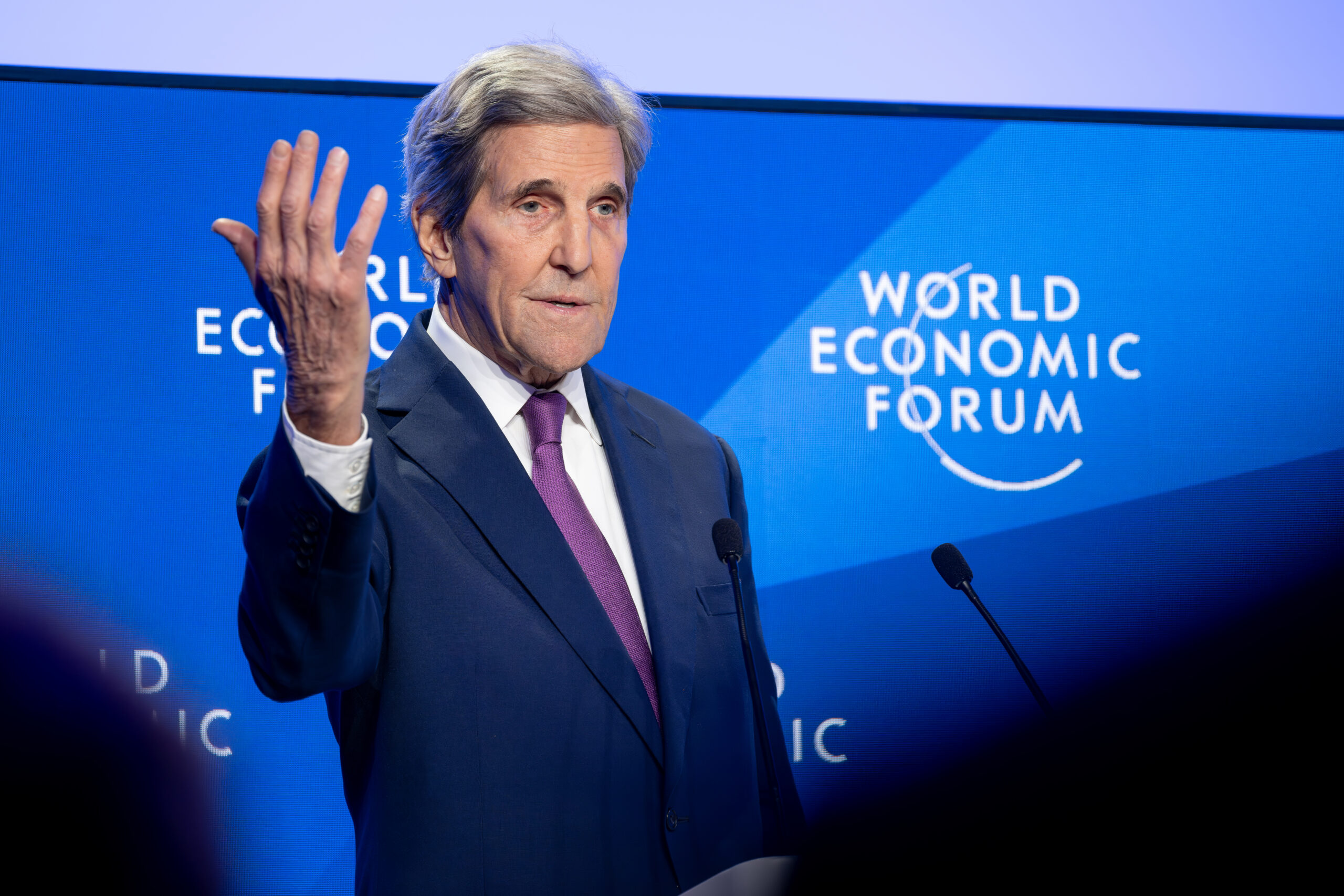 John F. Kerry, Special Presidential Envoy for Climate of the United States of America, speaking in the Climate and Nature: Seed Capital Needed session at the World Economic Forum Annual Meeting 2024 in Davos-Klosters, Switzerland, 17 January. Congress Centre – Sanada. Copyright: World Economic Forum/Sandra Blaser