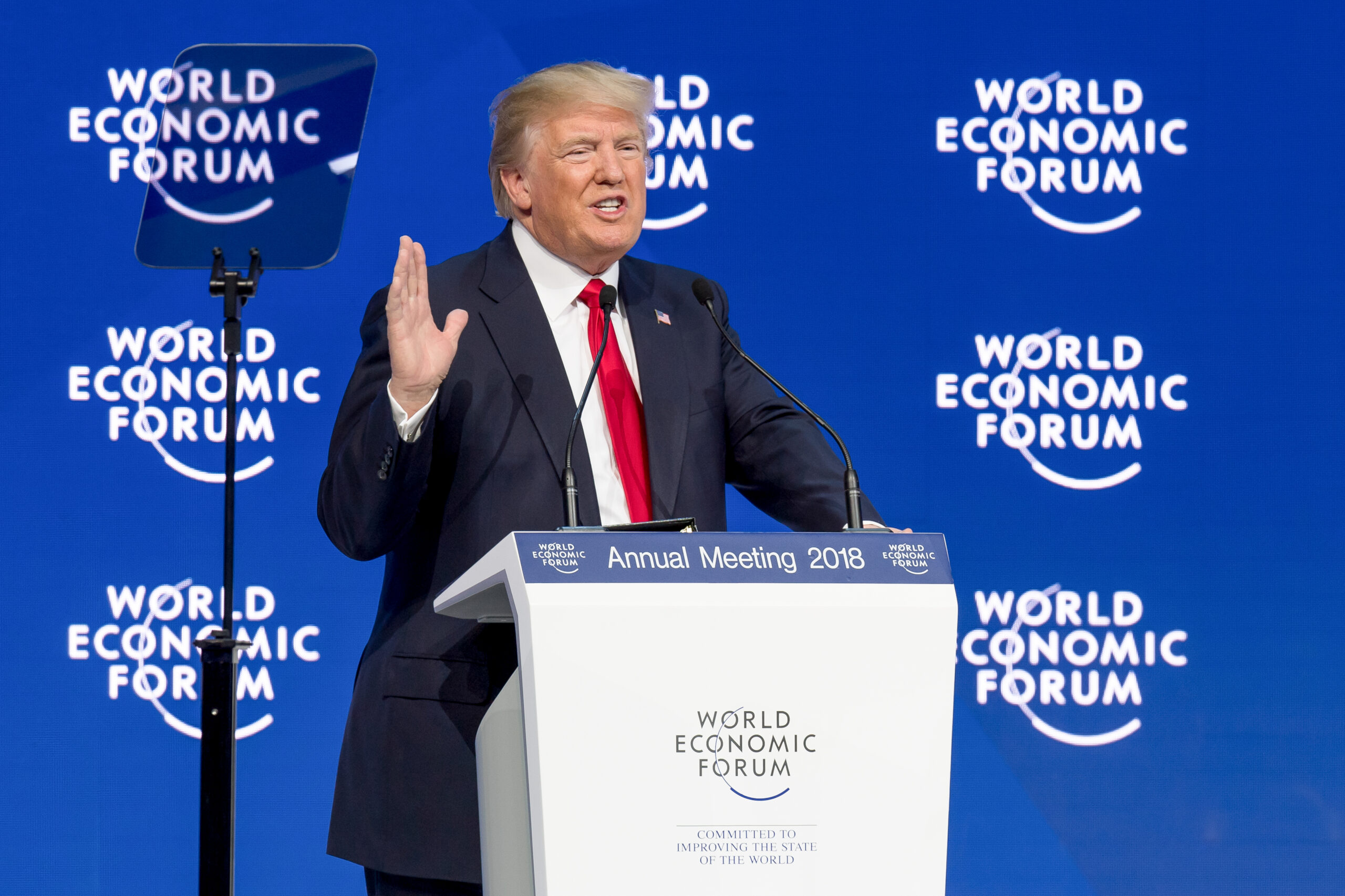 Donald J. Trump, President of the United States of America speaking during the Session "Special Address by Donald J. Trump, President of the United States of America" at the Annual Meeting 2018 of the World Economic Forum in Davos, January 26, 2018.
Copyright by World Economic Forum / Sandra Blaser